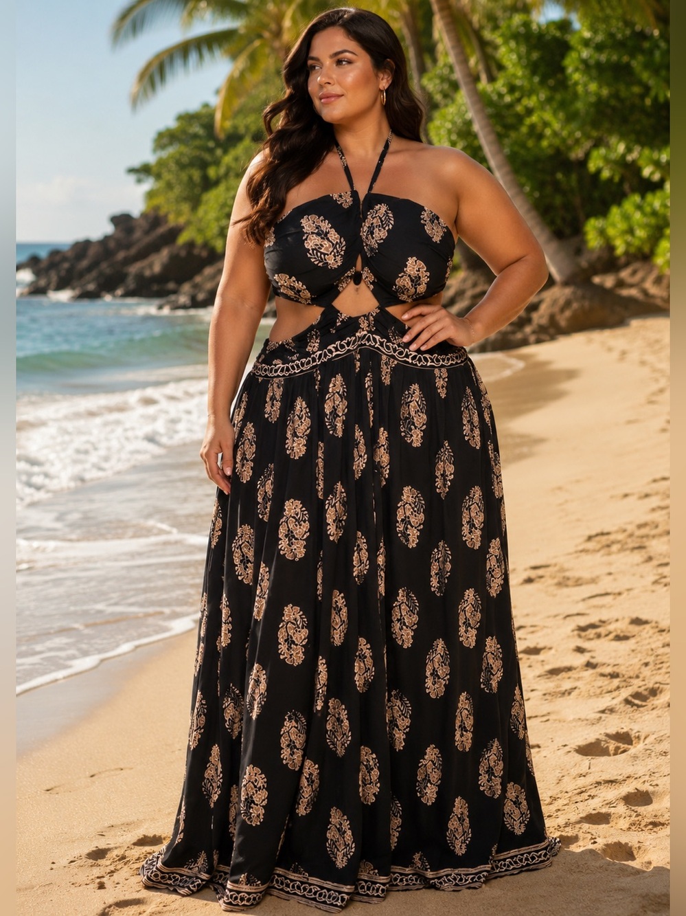Fashion Nova Black Maxi Halter Dress - Size 3X - NWT!